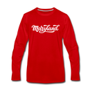 Maryland Long Sleeve T-Shirt - Hand Lettered Unisex Maryland Long Sleeve Shirt - red