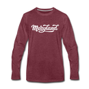 Maryland Long Sleeve T-Shirt - Hand Lettered Unisex Maryland Long Sleeve Shirt - heather burgundy