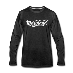 Maryland Long Sleeve T-Shirt - Hand Lettered Unisex Maryland Long Sleeve Shirt - charcoal gray