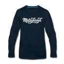 Maryland Long Sleeve T-Shirt - Hand Lettered Unisex Maryland Long Sleeve Shirt - deep navy