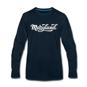 Maryland Long Sleeve T-Shirt - Hand Lettered Unisex Maryland Long Sleeve Shirt - deep navy
