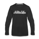 Nebraska Long Sleeve T-Shirt - Hand Lettered Unisex Nebraska Long Sleeve Shirt - black