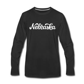 Nebraska Long Sleeve T-Shirt - Hand Lettered Unisex Nebraska Long Sleeve Shirt - black