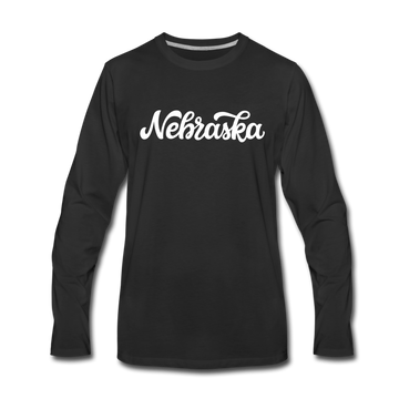 Nebraska Long Sleeve T-Shirt - Hand Lettered Unisex Nebraska Long Sleeve Shirt - black