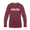 Nebraska Long Sleeve T-Shirt - Hand Lettered Unisex Nebraska Long Sleeve Shirt - heather burgundy