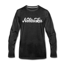 Nebraska Long Sleeve T-Shirt - Hand Lettered Unisex Nebraska Long Sleeve Shirt - charcoal gray