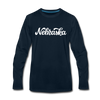 Nebraska Long Sleeve T-Shirt - Hand Lettered Unisex Nebraska Long Sleeve Shirt - deep navy