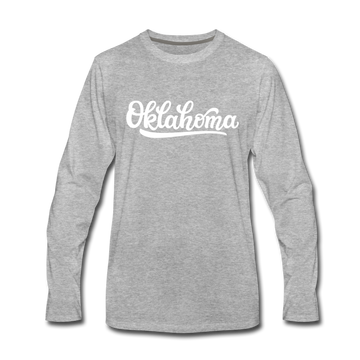 Oklahoma Long Sleeve T-Shirt - Hand Lettered Unisex Oklahoma Long Sleeve Shirt - heather gray