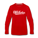 Oklahoma Long Sleeve T-Shirt - Hand Lettered Unisex Oklahoma Long Sleeve Shirt - red