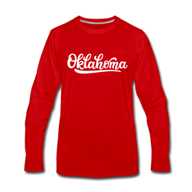 Oklahoma Long Sleeve T-Shirt - Hand Lettered Unisex Oklahoma Long Sleeve Shirt - red
