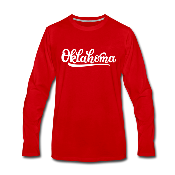 Oklahoma Long Sleeve T-Shirt - Hand Lettered Unisex Oklahoma Long Sleeve Shirt - red