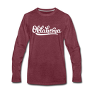 Oklahoma Long Sleeve T-Shirt - Hand Lettered Unisex Oklahoma Long Sleeve Shirt - heather burgundy
