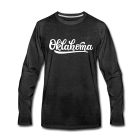Oklahoma Long Sleeve T-Shirt - Hand Lettered Unisex Oklahoma Long Sleeve Shirt - charcoal gray