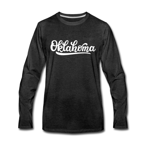Oklahoma Long Sleeve T-Shirt - Hand Lettered Unisex Oklahoma Long Sleeve Shirt - charcoal gray
