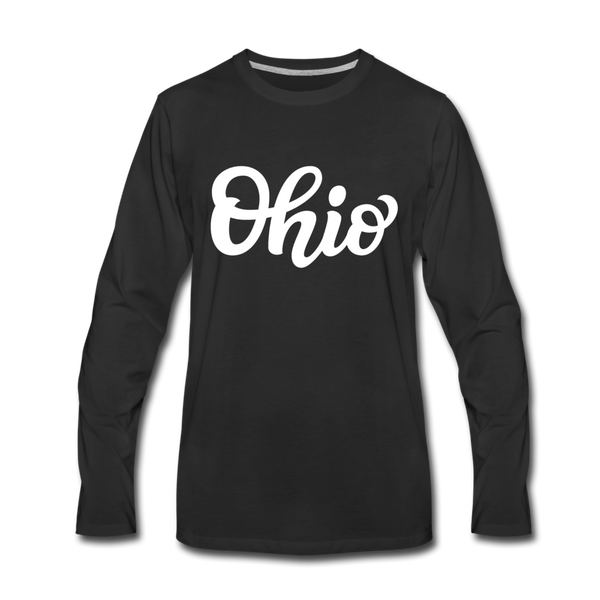 Ohio Long Sleeve T-Shirt - Hand Lettered Unisex Ohio Long Sleeve Shirt - black