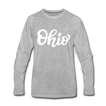 Ohio Long Sleeve T-Shirt - Hand Lettered Unisex Ohio Long Sleeve Shirt - heather gray