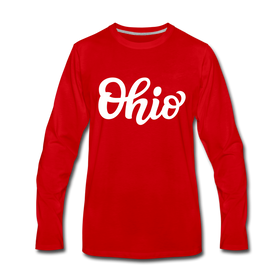 Ohio Long Sleeve T-Shirt - Hand Lettered Unisex Ohio Long Sleeve Shirt - red