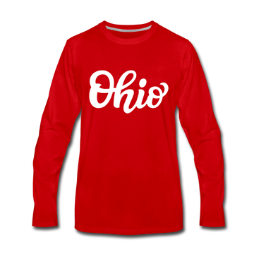 Ohio Long Sleeve T-Shirt - Hand Lettered Unisex Ohio Long Sleeve Shirt - red