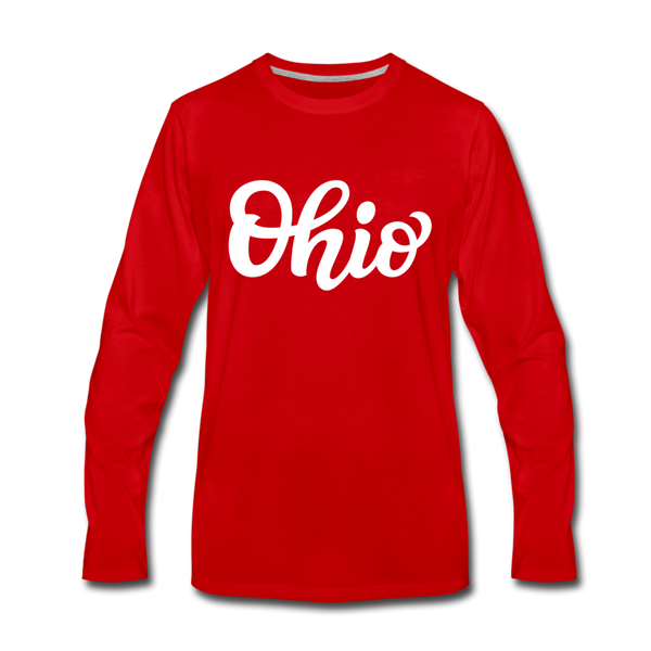 Ohio Long Sleeve T-Shirt - Hand Lettered Unisex Ohio Long Sleeve Shirt - red