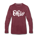 Ohio Long Sleeve T-Shirt - Hand Lettered Unisex Ohio Long Sleeve Shirt - heather burgundy
