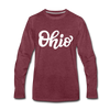 Ohio Long Sleeve T-Shirt - Hand Lettered Unisex Ohio Long Sleeve Shirt - heather burgundy
