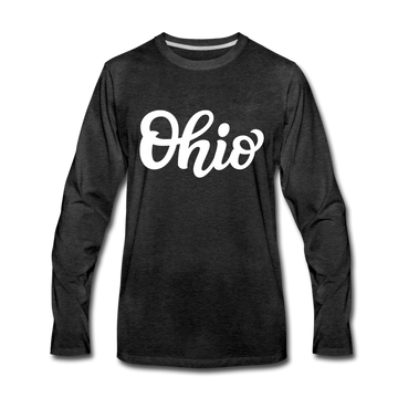 Ohio Long Sleeve T-Shirt - Hand Lettered Unisex Ohio Long Sleeve Shirt - charcoal gray