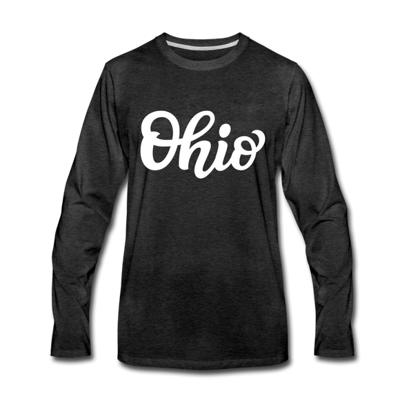 Ohio Long Sleeve T-Shirt - Hand Lettered Unisex Ohio Long Sleeve Shirt - charcoal gray