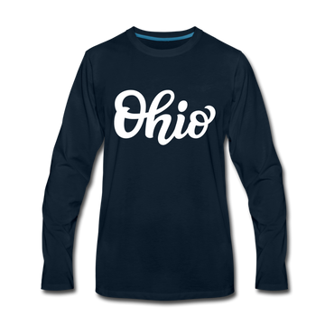Ohio Long Sleeve T-Shirt - Hand Lettered Unisex Ohio Long Sleeve Shirt - deep navy