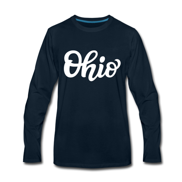 Ohio Long Sleeve T-Shirt - Hand Lettered Unisex Ohio Long Sleeve Shirt - deep navy