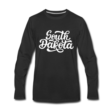 South Dakota Long Sleeve T-Shirt - Hand Lettered Unisex South Dakota Long Sleeve Shirt - black