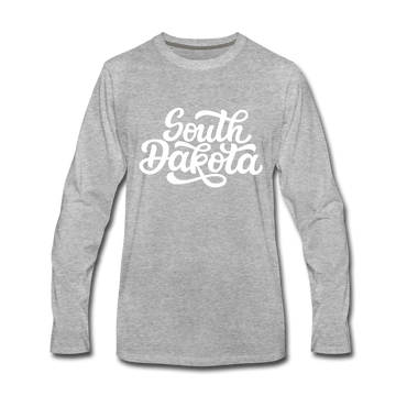 South Dakota Long Sleeve T-Shirt - Hand Lettered Unisex South Dakota Long Sleeve Shirt - heather gray