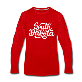 South Dakota Long Sleeve T-Shirt - Hand Lettered Unisex South Dakota Long Sleeve Shirt - red