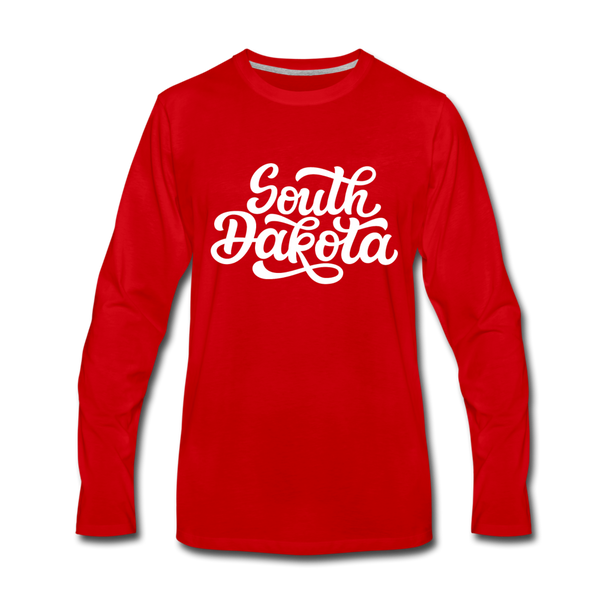 South Dakota Long Sleeve T-Shirt - Hand Lettered Unisex South Dakota Long Sleeve Shirt - red