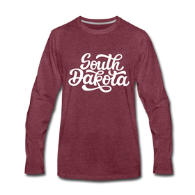 South Dakota Long Sleeve T-Shirt - Hand Lettered Unisex South Dakota Long Sleeve Shirt - heather burgundy