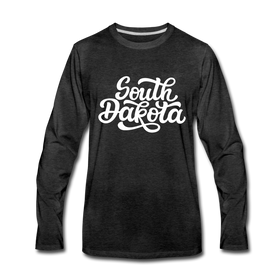 South Dakota Long Sleeve T-Shirt - Hand Lettered Unisex South Dakota Long Sleeve Shirt - charcoal gray