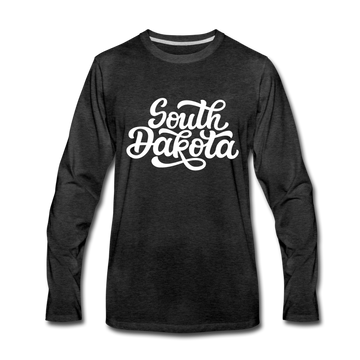 South Dakota Long Sleeve T-Shirt - Hand Lettered Unisex South Dakota Long Sleeve Shirt - charcoal gray