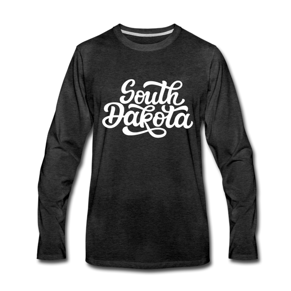 South Dakota Long Sleeve T-Shirt - Hand Lettered Unisex South Dakota Long Sleeve Shirt - charcoal gray