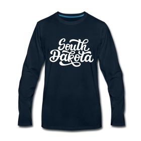 South Dakota Long Sleeve T-Shirt - Hand Lettered Unisex South Dakota Long Sleeve Shirt - deep navy