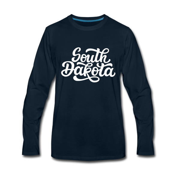 South Dakota Long Sleeve T-Shirt - Hand Lettered Unisex South Dakota Long Sleeve Shirt - deep navy