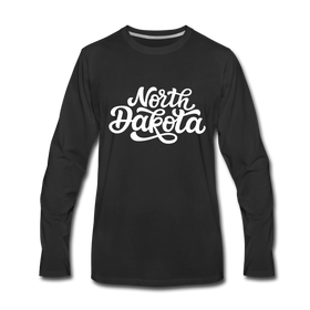 North Dakota Long Sleeve T-Shirt - Hand Lettered Unisex North Dakota Long Sleeve Shirt - black