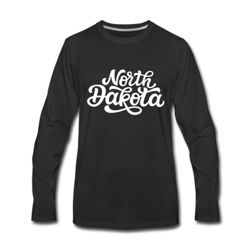 North Dakota Long Sleeve T-Shirt - Hand Lettered Unisex North Dakota Long Sleeve Shirt - black