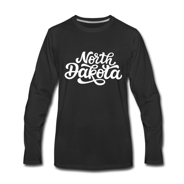 North Dakota Long Sleeve T-Shirt - Hand Lettered Unisex North Dakota Long Sleeve Shirt - black