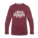 North Dakota Long Sleeve T-Shirt - Hand Lettered Unisex North Dakota Long Sleeve Shirt - heather burgundy