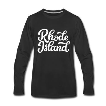 Rhode Island Long Sleeve T-Shirt - Hand Lettered Unisex Rhode Island Long Sleeve Shirt - black