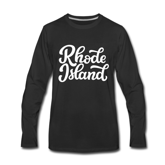 Rhode Island Long Sleeve T-Shirt - Hand Lettered Unisex Rhode Island Long Sleeve Shirt - black