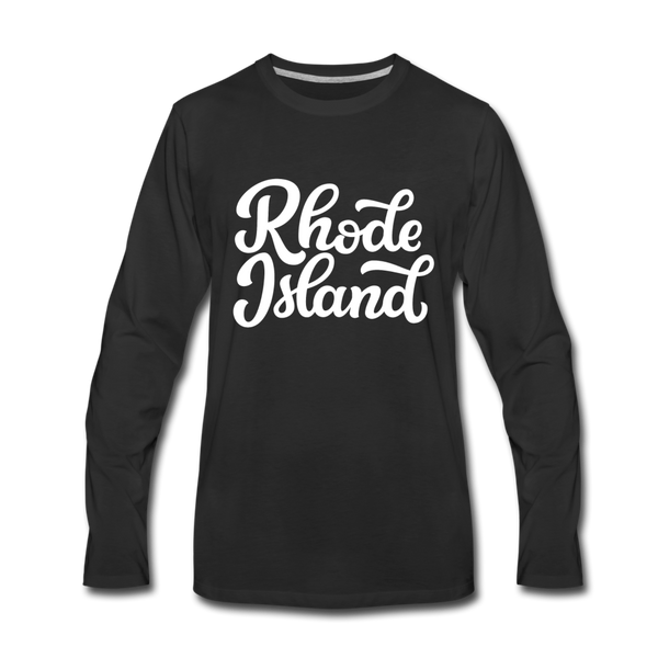 Rhode Island Long Sleeve T-Shirt - Hand Lettered Unisex Rhode Island Long Sleeve Shirt - black
