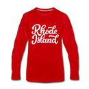 Rhode Island Long Sleeve T-Shirt - Hand Lettered Unisex Rhode Island Long Sleeve Shirt - red