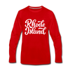 Rhode Island Long Sleeve T-Shirt - Hand Lettered Unisex Rhode Island Long Sleeve Shirt - red