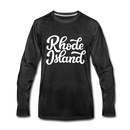 Rhode Island Long Sleeve T-Shirt - Hand Lettered Unisex Rhode Island Long Sleeve Shirt - charcoal gray