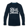 Rhode Island Long Sleeve T-Shirt - Hand Lettered Unisex Rhode Island Long Sleeve Shirt - deep navy